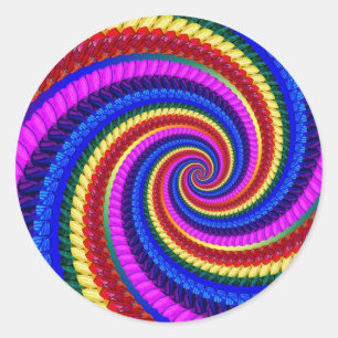 Rainbow Fraktal Art Swirt Muster Runder Aufkleber