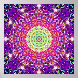Rainbow-Fraktale   Kaleidoskopisch Mandala Poster
