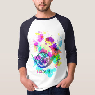 Rainbow French Horn Music Themed T-Shirt