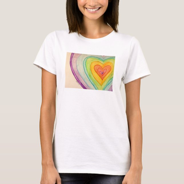Rainbow Friendship Hearts Liebe Custom Art T - Shi T-Shirt (Vorderseite)