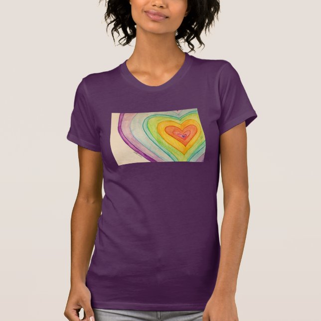 Rainbow Friendship Hearts Liebe Custom Art T - Shi T-Shirt (Vorderseite)