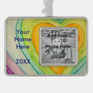 Rainbow Friendship Herzlich willkommen im Art-Deco Rahmen-Ornament Silber