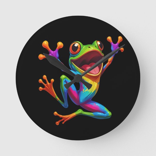 Rainbow Frog  Runde Wanduhr (Vorderseite)