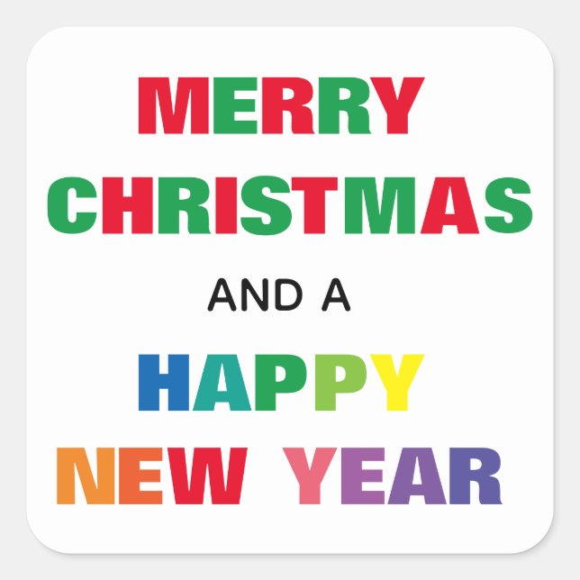 Rainbow Frohe Weihnachten - Square Sticker (Vorderseite)
