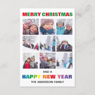 Rainbow Frohe Weihnachts-Collage-3x5 Weihnachtskar Einladung