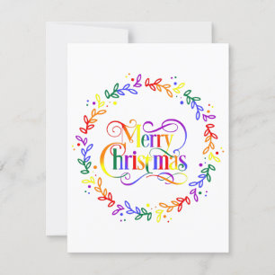 Rainbow Frohe Weihnachtskraut Flat Christmas Card Feiertagskarte