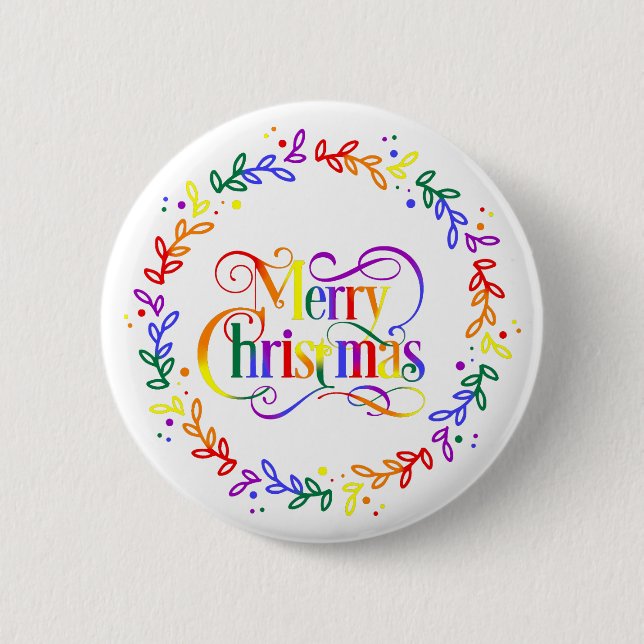 Rainbow Frohe Weihnachtsmann-Taste Button (Vorderseite)