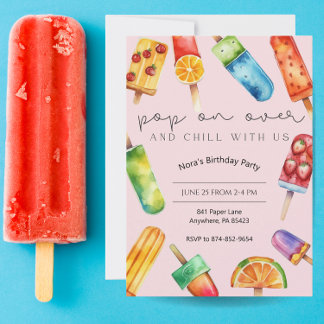 Rainbow Fruit Popsicle Geburtstagsparty Einladung