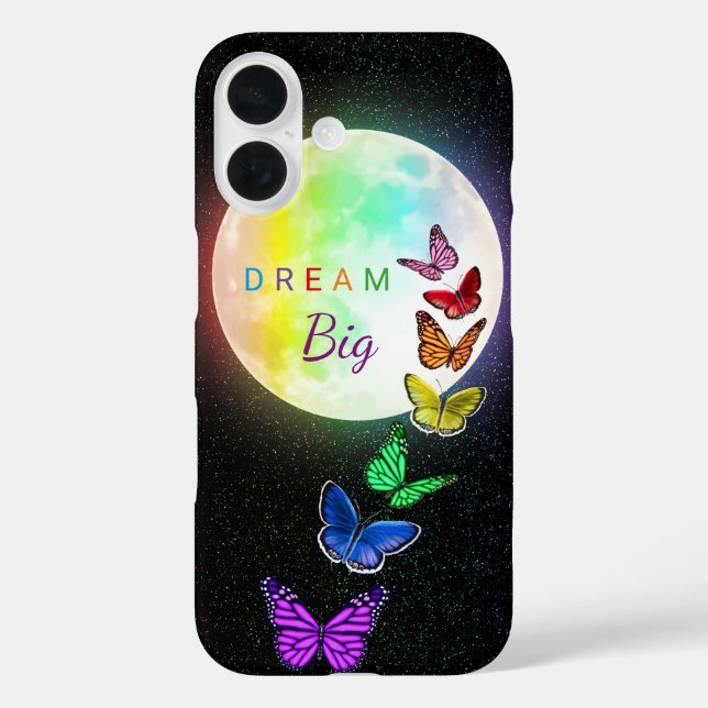 Rainbow Full Moon & Rainbow Butterfets Dream Big Case-Mate iPhone Hülle (Rückseite)