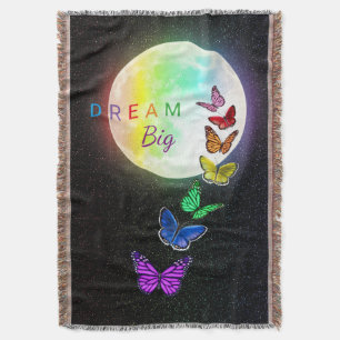 Rainbow Full Moon & Rainbow Butterfets Dream Big Decke