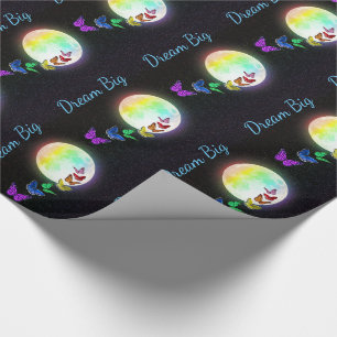 Rainbow Full Moon & Rainbow Butterfets Dream Big Geschenkpapier