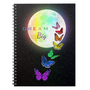 Rainbow Full Moon & Rainbow Butterfets Dream Big Notizblock