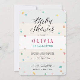 Rainbow Fun Confetti Moderne Niedliche Babydusche Einladung