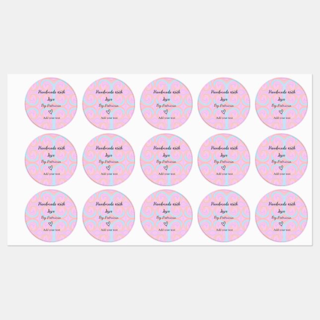 Rainbow-Funkel handgefertigt mit Liebe fügen Namen Etiketten (Blatt)