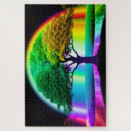 Rainbow Galactic Fusion Wunderbarer Baum des Leben Puzzle