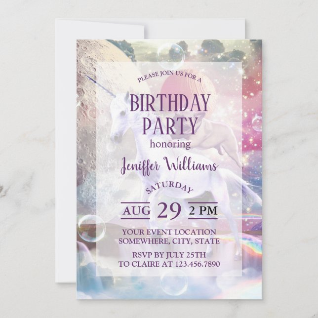 Rainbow-Galaxie-Mops, der im Weltraum einhorn reit Einladung (Vorderseite)