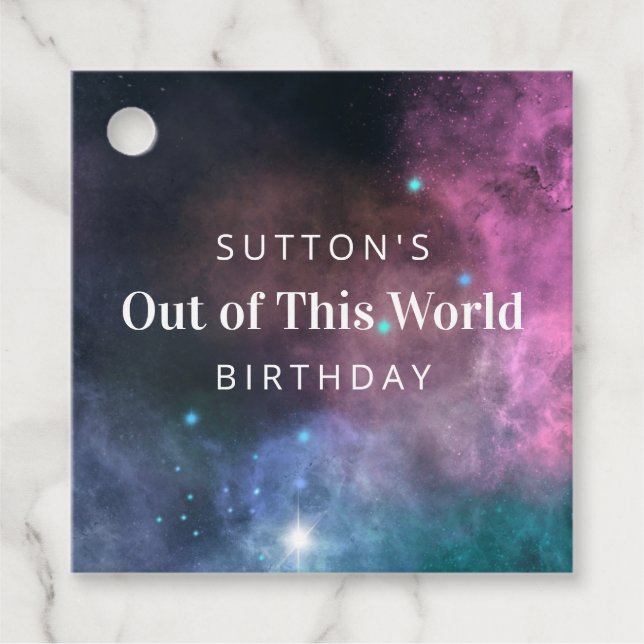 Rainbow Galaxy Birthday Geschenkanhänger (Vorderseite)