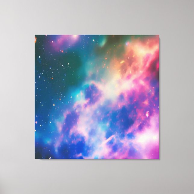 Rainbow Galaxy Blooming Stretched Canvas Print Leinwanddruck (Vorderseite)
