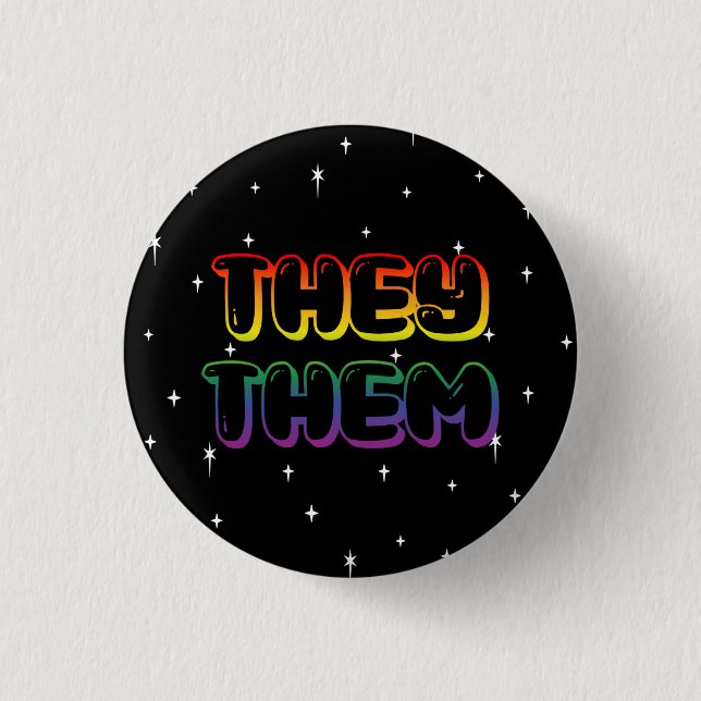 Rainbow Galaxy They /Them Pronouns Button (Vorderseite)