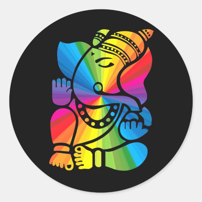 Rainbow Ganesha Runder Aufkleber (Vorderseite)