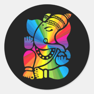 Rainbow Ganesha Runder Aufkleber