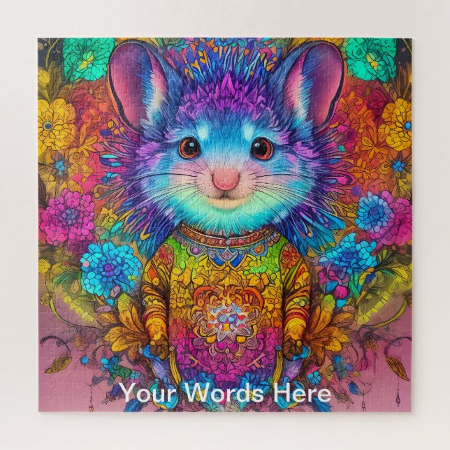 Rainbow Garden Neon Psychedelic Nature Puzzle (Vertikal)