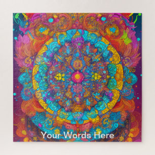 Rainbow Garden Neon Psychedelic Nature Puzzle