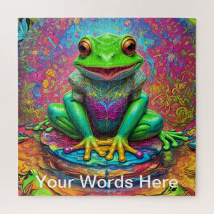 Rainbow Garden Neon Psychedelic Nature Puzzle