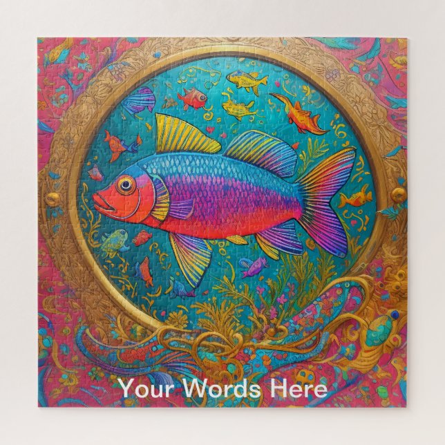 Rainbow Garden Neon Psychedelic Nature Puzzle (Vertikal)