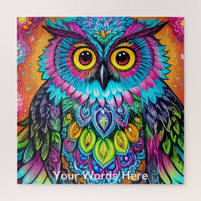 Rainbow Garden Neon Psychedelic Nature Puzzle (Vertikal)