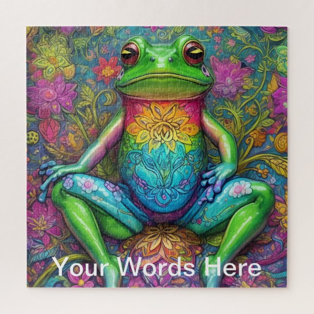 Rainbow Garden Neon Psychedelic Nature Puzzle (Vertikal)