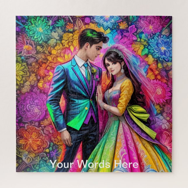 Rainbow Garden Neon Psychedelic Puzzle (Vertikal)