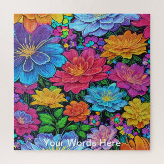 Rainbow Garden Neon Psychedelic Wildlife Nature Puzzle