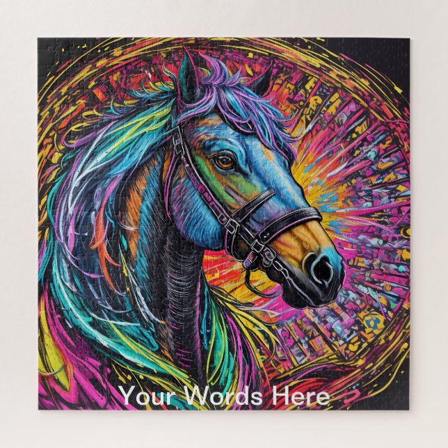 Rainbow Garden Neon Psychedelic Wildlife Nature Puzzle (Vertikal)