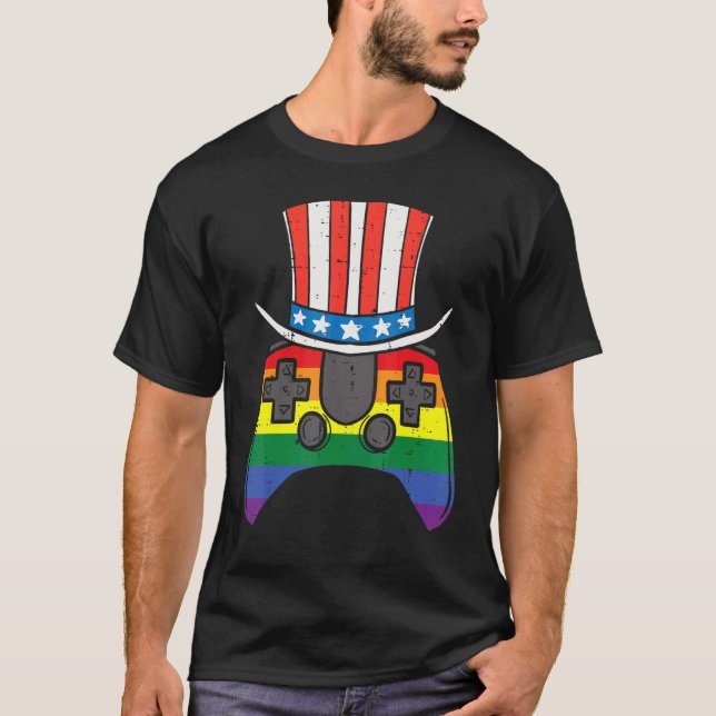 Rainbow Gay Game Controller Us Flag Top Hat Lgbt P (Vorderseite)