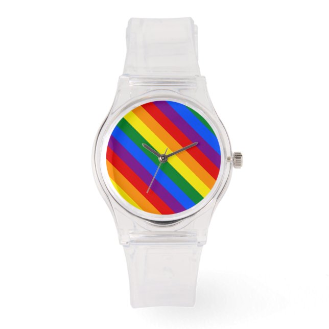 Rainbow Gay Lesbian Trans Quee LGBTQ-Feldebene Armbanduhr (Vorderseite)