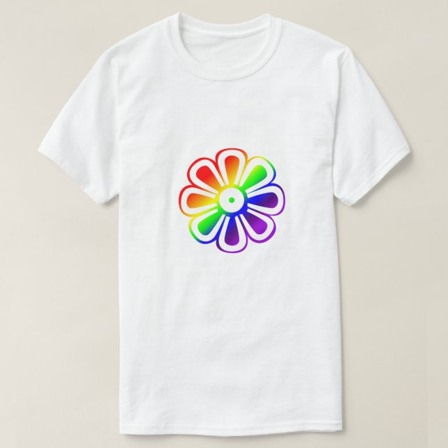 Rainbow Gay Pride Blume GLBTQ Design T-Shirt (Design vorne)