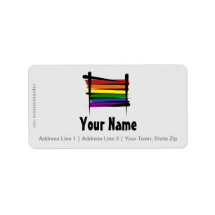 Rainbow Gay Pride Brush Flag Adressaufkleber