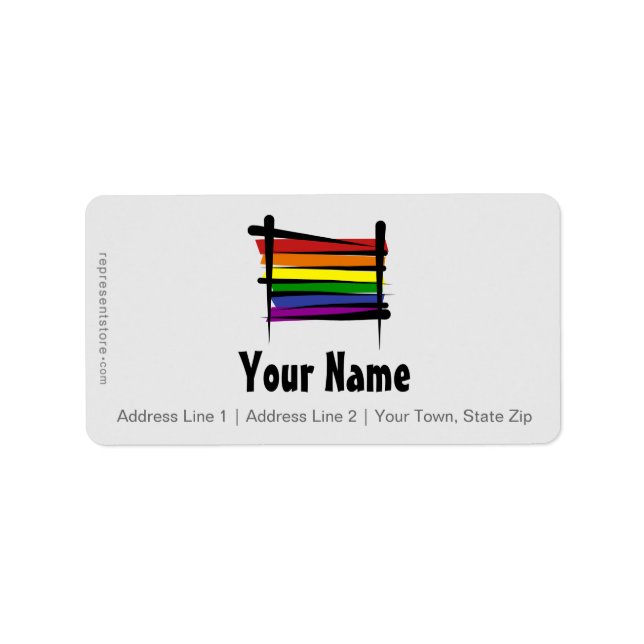 Rainbow Gay Pride Brush Flag Adressaufkleber (Vorne)