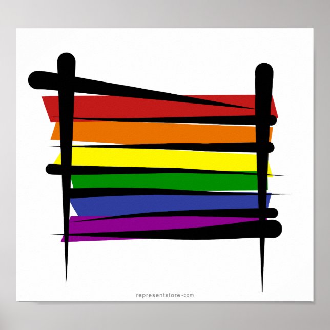 Rainbow Gay Pride Brush Flag Poster (Vorne)