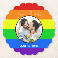 Rainbow Gay Pride Custom Couple Foto Bold Wedding