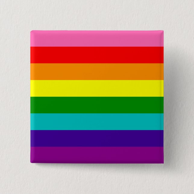 Rainbow Gay Pride LGBT Original 8 Streifen Flag Button (Vorderseite)