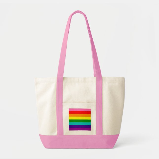 Rainbow Gay Pride LGBT Original 8 Streifen Flag Tragetasche (Vorne)