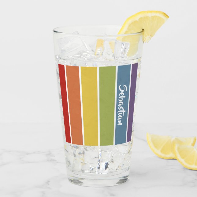 Rainbow-Gay Pride-Rainbow-Personalisiert Glas (Rückseite Ice)