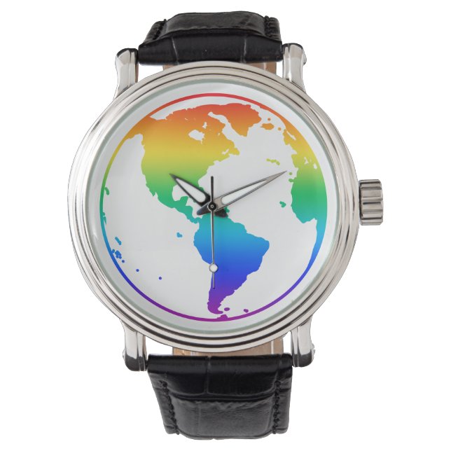 Rainbow-gefärbte Erde Armbanduhr (Vorderseite)