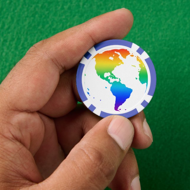 Rainbow-gefärbte Erde Pokerchips (Hand)