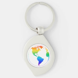 Rainbow-gefärbte Erde Schlüsselanhänger
