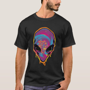 Rainbow Gefärbte Krawatte Alien Head Trippy Rave S T-Shirt