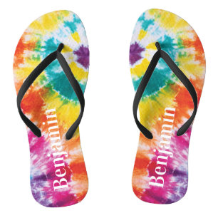 Rainbow Gefärbte Krawatte Farbenfrohe Individuelle Flip Flops