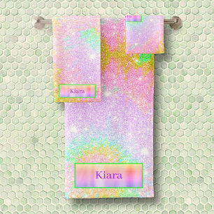 Rainbow Gefärbte Krawatte Glitzer Individuelle Na Badhandtuch Set